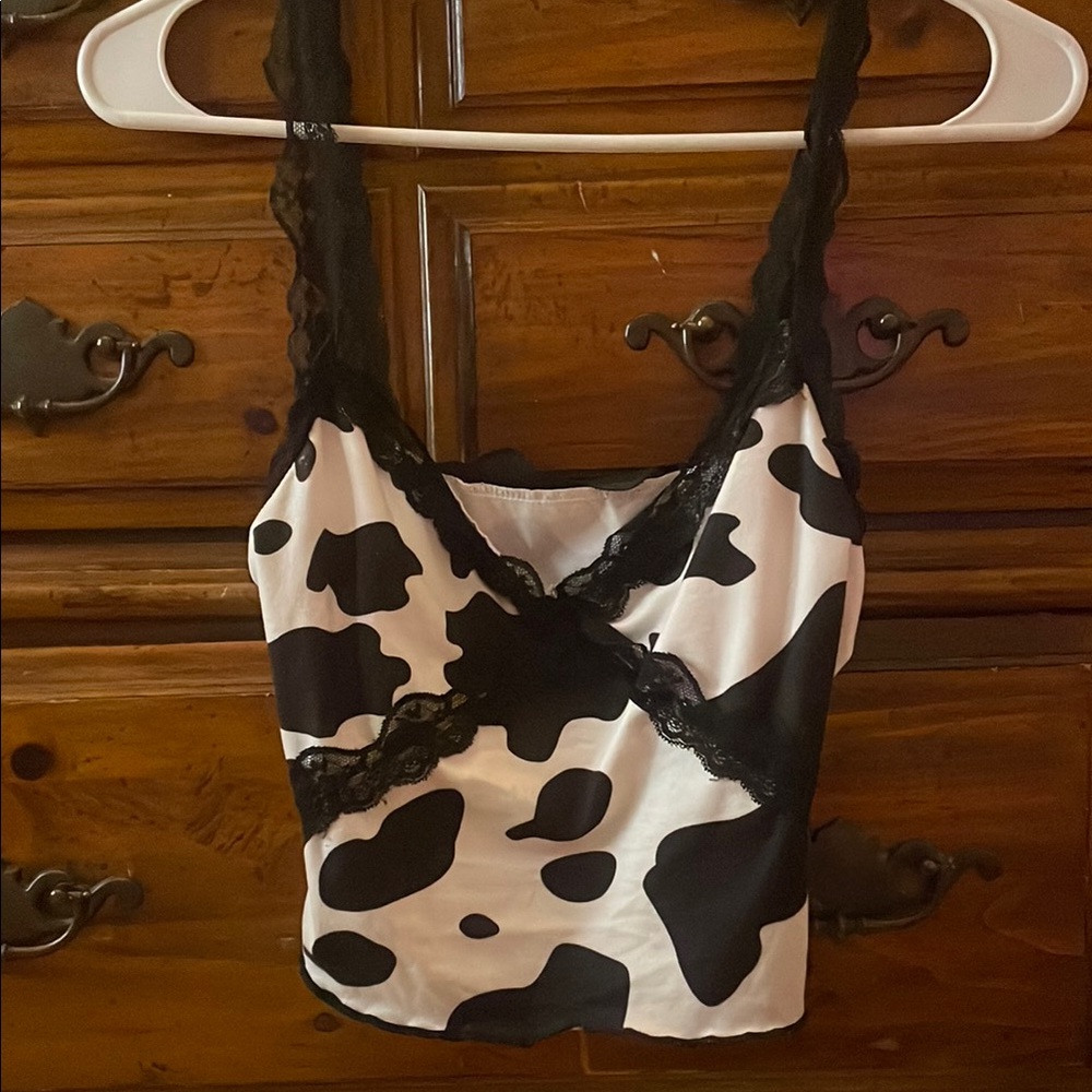 Black and White Cow Print Women's Top